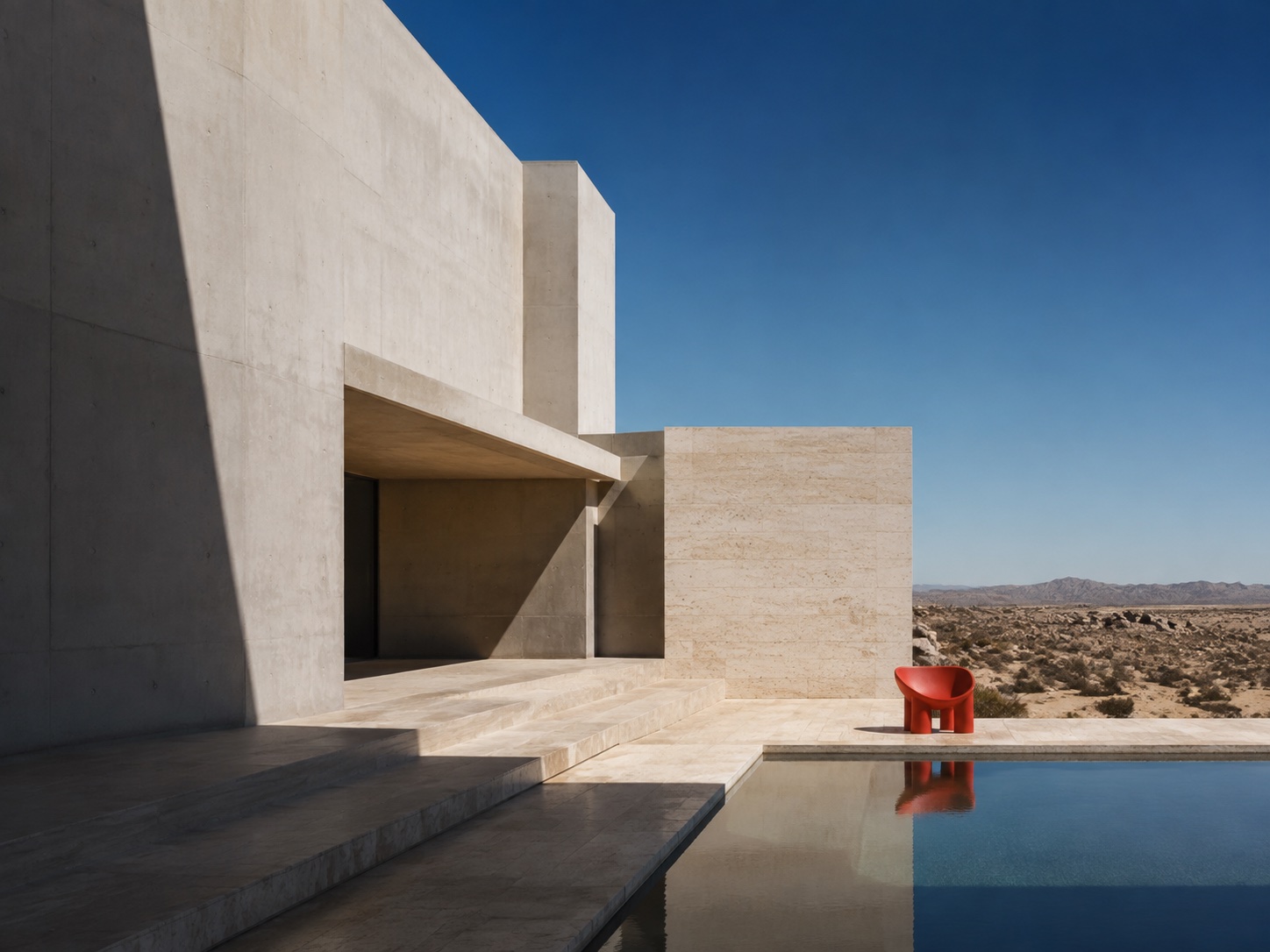 Concrete desert retreat with a pool